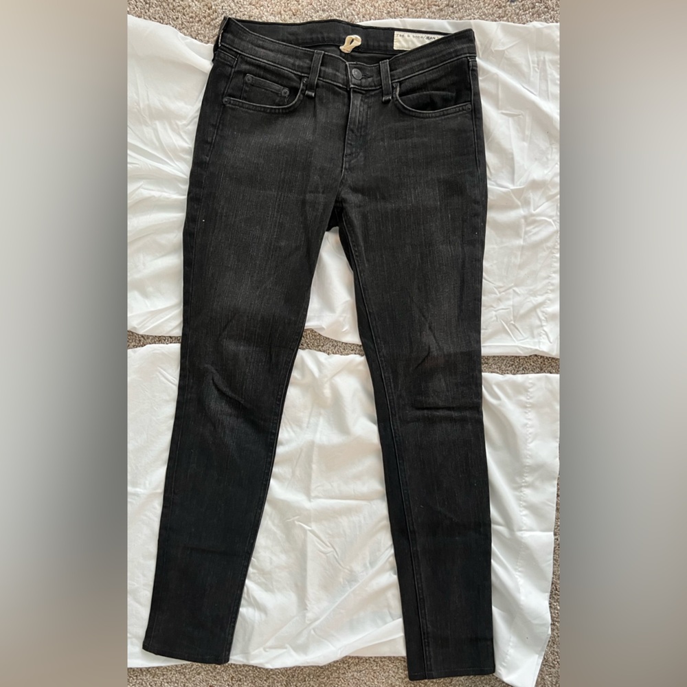Rag and bone distressed black skinny